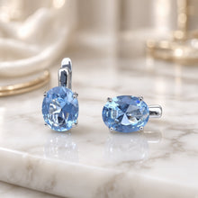 Exquisite Handmade Aquamarine Statement Earrings | 8×10mm Oval Sterling Silver, Hypoallergenic | Limited Edition Spanish Craftsmanship