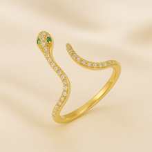 Artisan-crafted serpent ring in a soft satin setting