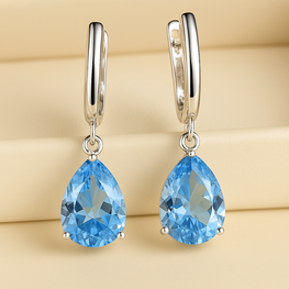 Aquamarine Teardrop Earrings – Sterling Silver | Boho Elegance Handmade in Spain - curacionholistica