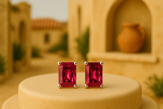 Sterling silver ruby earrings with healing crystal energy