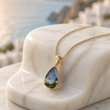 Elegant Peridot (Olivine) Teardrop Necklace – Sterling Silver 18K Gold Plated | Hypoallergenic Statement Piece | Limited Spanish Craftsmanship