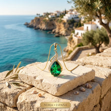 Exquisite Handmade 14K Gold Plated Nano Emerald Pear Pendant Necklace
