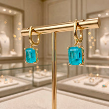 Handmade Paraiba Tourmaline Statement Earrings | Sterling Silver 18K Gold Plated Hypoallergenic | Spanish Artisan Limited Edition