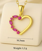 Handmade Ruby Rose Heart Necklace – 18K Gold-Plated Sterling Silver – Exclusive Design by Curación Holística - Curacíon Holística