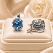 Exclusive Handmade Blue Topaz Earrings 8x10mm – Sterling Silver 925 – Luxury Statement Jewelry for Women