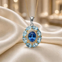 Exquisite Limited Edition Handmade Natural Aquamarine & London Blue Topaz Statement Necklace | Sterling Silver with Gold Accents | Hypoallergenic Spanish Craftsmanship