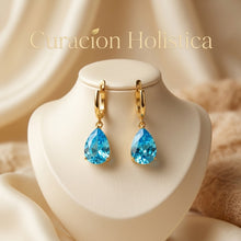 Handmade Swiss Blue Topaz Teardrop Earrings & Necklace Set | 18K Gold Plated Sterling Silver | Curación Holística Healing Jewelry