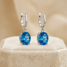 Royal Blue Topaz Dangle Earrings 925 Sterling Silver Handcrafted in Spain