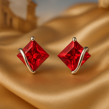 	Red square gemstone earrings for women