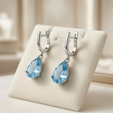Aquamarine Teardrop Earrings – Sterling Silver | Boho Elegance Handmade in Spain