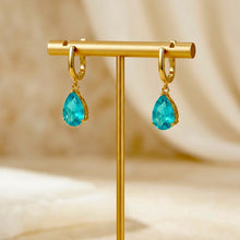 Pendientes de gota de turmalina Paraiba exclusivos de edición limitada • Plata de ley bañada en oro de 18K • Artesanía española hecha a mano por Curación Holística