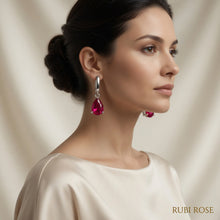 Handmade Sterling Silver Rubi Rose Teardrop Earrings | Spanish Craftsmanship | Curación Holística Statement Jewelry