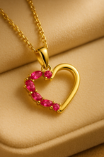 Handmade Ruby Rose Heart Necklace – 18K Gold-Plated Sterling Silver – Exclusive Design by Curación Holística - Curacíon Holística