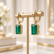 Handmade Nano Emerald Statement Earrings | 8x10mm Emerald Cut | 18K Gold Plated Sterling Silver | Hypoallergenic Limited Edition Spanish Craftsmanship