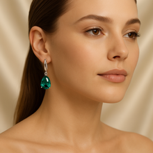 Boho Elegance: Nano Emerald Teardrop Earrings in Sterling Silver – Statement Jewelry with Soul - Curacíon Holística