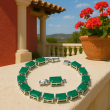 Handmade Emerald Sterling Silver Bracelet | Exclusive Boho Statement Jewelry - Curacíon Holística