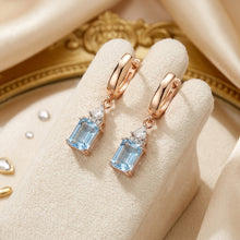 Curacion Holistica Natural Aquamarine Drop Earrings Rose Gold Plated Sterling Silver Handmade Luxury Hoops 7x5mm Gem