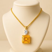 Bright yellow gemstone necklace with gold finish