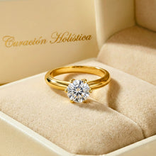 Luxury Curación Holística 18K Gold Plated Moissanite Solitaire Ring