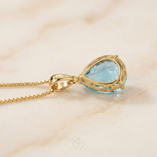 Handmade Swiss Blue Topaz Teardrop Earrings & Necklace Set | 18K Gold Plated Sterling Silver | Curación Holística Healing Jewelry