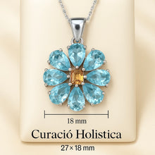 	Floral-shaped natural aquamarine pendant with handmade craftsmanship with measurements 