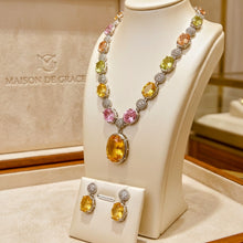 Handmade Sterling Silver Multi Gemstone Necklace Set – Citrine, Peridot, Rose Quartz & Morganite | Statement Healing Jewelry