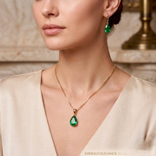 Parure Collier et Boucles d'Oreilles de Luxe Goutte d'Émeraude Nano – Bijoux Espagnols Faits Main en Édition Limitée en Argent Sterling Plaqué Or 18K sans Nickel par Curación Holística