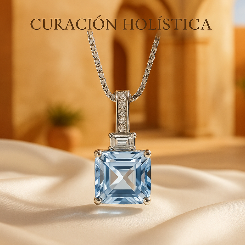 Sterling silver statement aquamarine necklace close-up