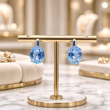 Exquisite Handmade Aquamarine Statement Earrings | 8×10mm Oval Sterling Silver, Hypoallergenic | Limited Edition Spanish Craftsmanship