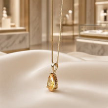 Collar Exclusivo Hecho a Mano con Citrino en Forma de Lágrima – Plata de Ley Bañada en Oro de 18K (Sin Níquel) Colgante Llamativo | Edición Limitada por Curación Holística