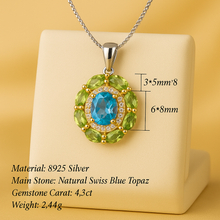 Handmade Peridot & Swiss Blue Topaz Necklace – 925 Sterling Silver Statement Pendant – Exclusive Healing Jewelry - Curacíon Holística