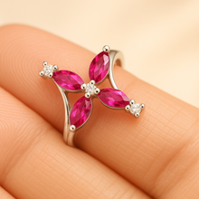 Boho Ruby & White Quartz Adjustable Ring Sterling Silver | Spiritual Healing Statement Jewelry by Curación Holística - Curacíon Holística