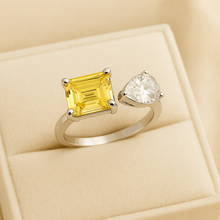 Adjustable Citrine and White Quartz Statement Ring in Sterling Silver – Handmade Exclusivity by Curación Holística - Curacíon Holística