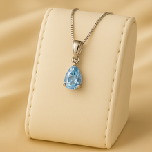 Aquamarine Teardrop Necklace – Sterling Silver Elegance - curacionholistica