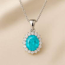 	Rare blue tourmaline necklace in boho sterling silver setting
