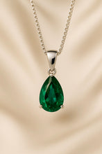 Handmade nano-emerald teardrop pendant necklace by Curación Holística.