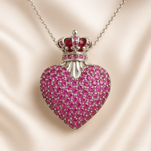 Royal Heart Ruby Pendant in Sterling Silver – Handmade Boho Statement Necklace for Bold Elegance - Curacíon Holística