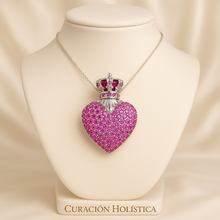 Royal Heart Ruby Pendant in Sterling Silver – Handmade Boho Statement Necklace for Bold Elegance - Curacíon Holística