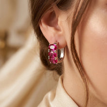 Handmade Ruby Rose Hoop Earrings Sterling Silver 925 | Statement Ruby Earrings Spanish Craftsmanship Curación Holística