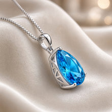 Exquisite Handmade Teardrop Blue Topaz Statement Necklace | 20×8mm Pear Sterling Silver, Hypoallergenic | Limited Edition Spanish Craftsmanship
