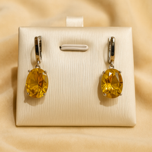 	Brazilian citrine dangle earrings with luxury packaging