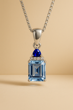 Handmade Aquamarine and Sapphire Pendant Necklace Sterling Silver