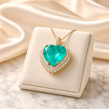 Collar Corazón de Turmalina Paraíba Hecho a Mano Exclusivo | Colgante llamativo de Plata de Ley Chapado en Oro de 20×20 mm | Serie Limitada Curación Holística