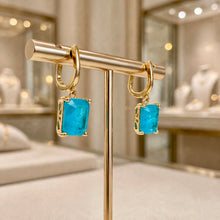 Handmade Paraiba Tourmaline Statement Earrings | Sterling Silver 18K Gold Plated Hypoallergenic | Spanish Artisan Limited Edition