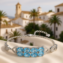 Handmade Aquamarine & Sterling Silver Bracelet with White Quartz | Exclusive Curación Holística Jewelry - Curacíon Holística