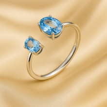 “Handmade Sterling Silver Aquamarine Open Ring with Natural Gemstones – Boho Statement Jewelry by Curación Holística.”