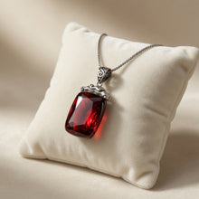 Handmade Tibetan Ruby Necklace 925 Silver – Phoenix & Lotus Symbol Back – Spiritual Protection, One of a Kind, Artisan Jewelry