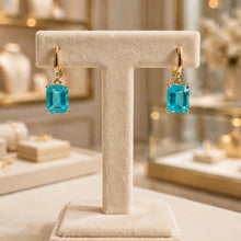 Handmade Paraiba Tourmaline Statement Earrings | Sterling Silver 18K Gold Plated Hypoallergenic | Spanish Artisan Limited Edition