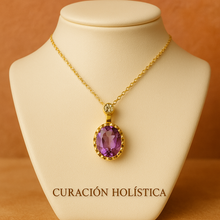 Curación Holística amethyst necklace with spiritual symbolism