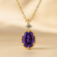 Gold-plated sterling silver statement necklace with natural amethyst pendant”